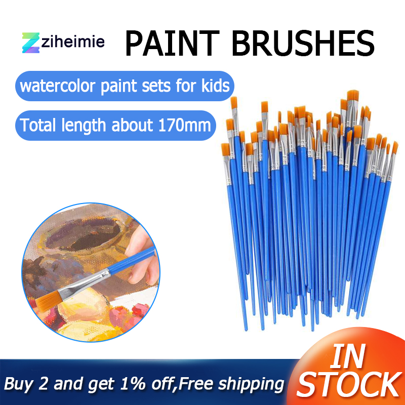 In stock][Free shipping] Paint Brushes Set 50 Pcs Kids Nylon Flat